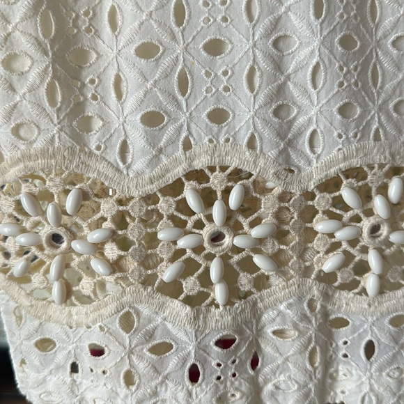 Vintage Calypso St. Barth Off-White Beaded Mini Dress w/ Pockets XS - Picture 10 of 11